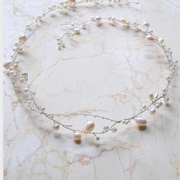Wire & Pearl Bridal Halo - Picture 1 of 6